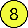 Number 8 in a yellow circle
