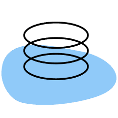 Circles stacked on top of each other on a blue blob