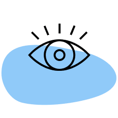 Eye on a blue blob representing looking to the future