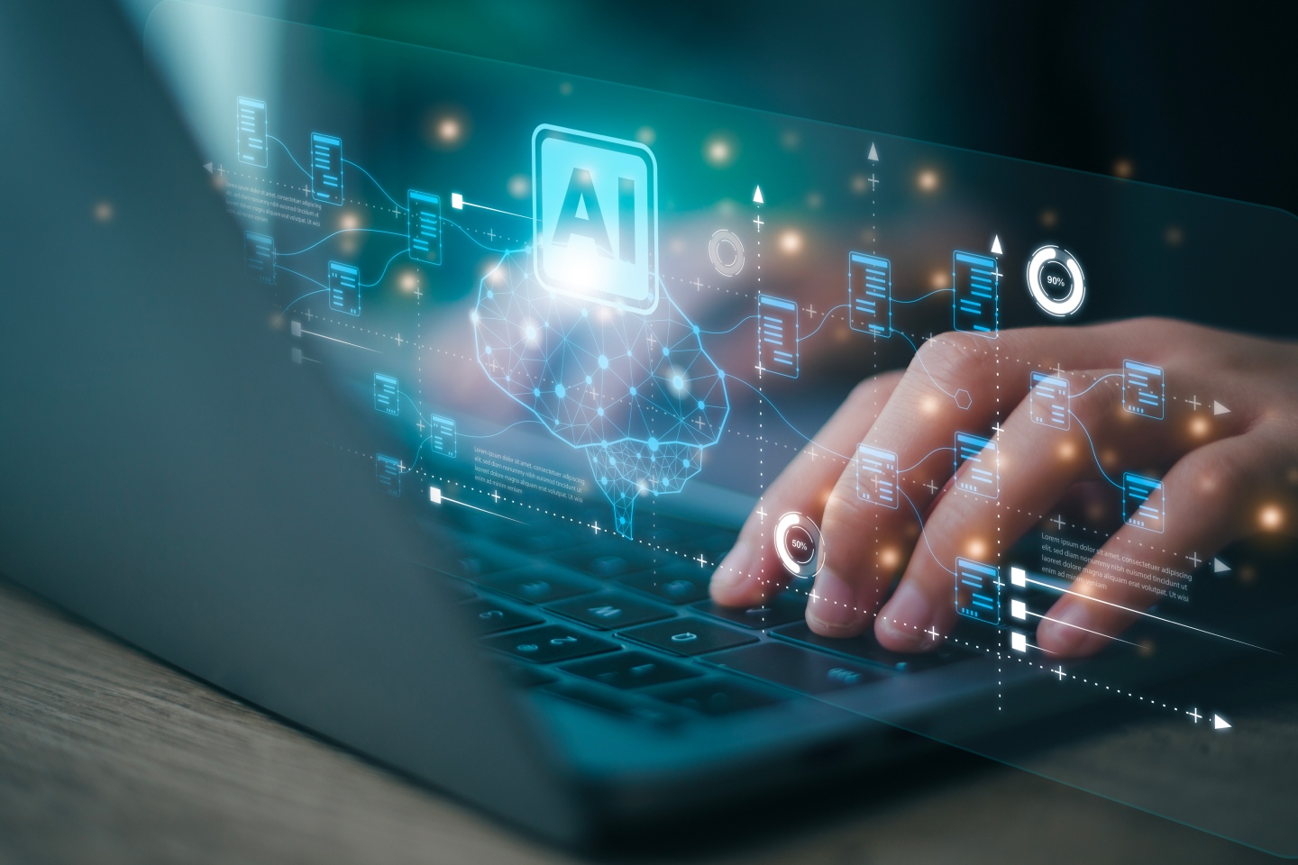 Person online researching AI to invest in new technology