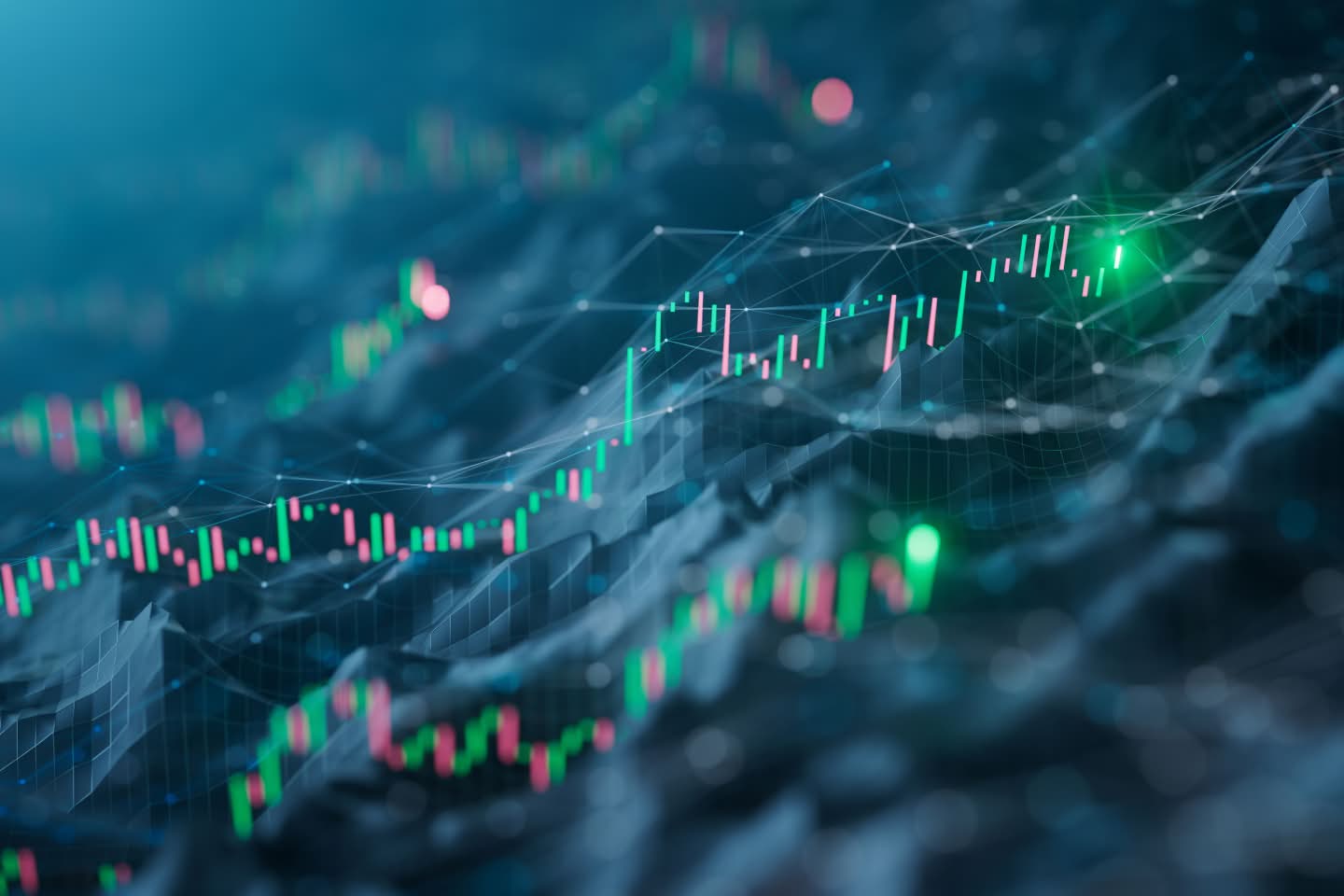Charts representing the up and down movement of the stock market