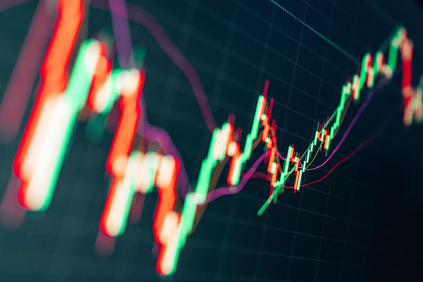 Green and red digital chart representing performance for the quarter