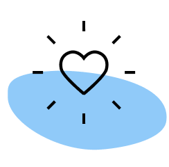 Value 3 of empathy represented by radiating heart on blue blob