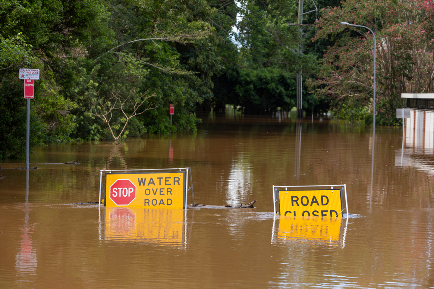 Flood waters in Australia during climate crisis