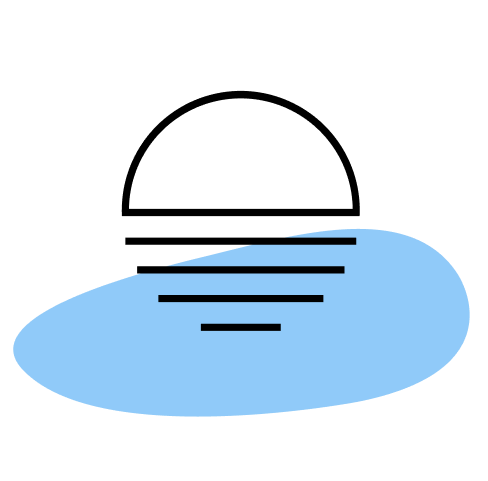 Rising sun over blue blob