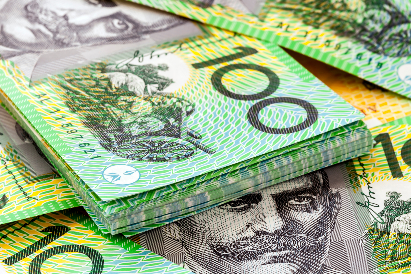 Stacks of Australian one hundreed dollar notes