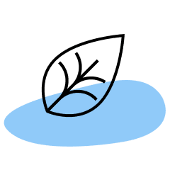 Leaf on a blue blob