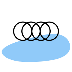 Interlinking circles side by side over blue blob
