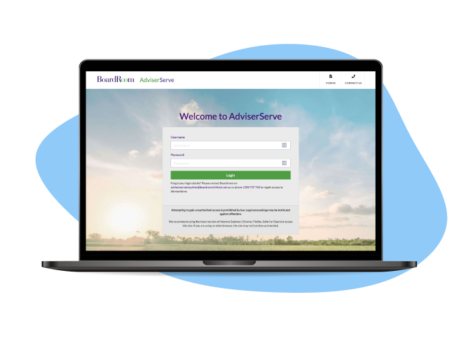Adviser portal screenshot