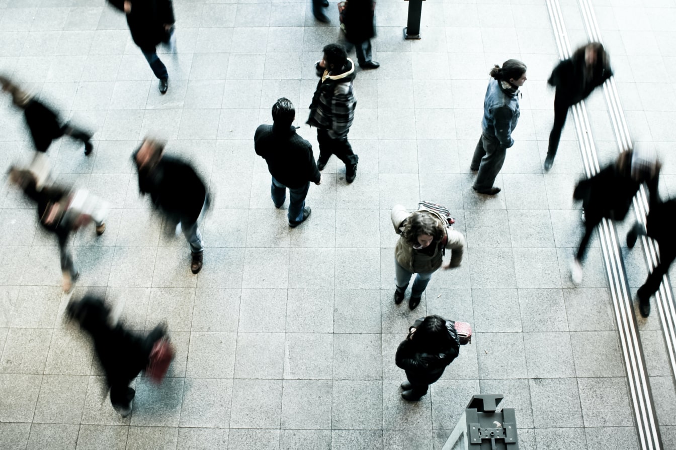 Working people rushing in the central business district